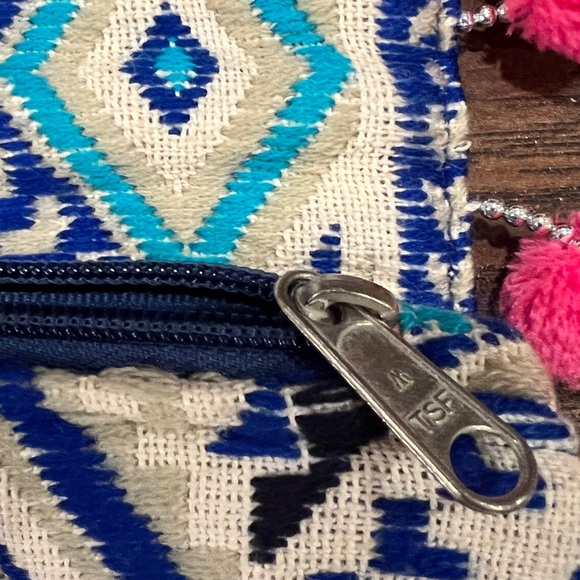 Embroidered Pom Pom Clutch 💕💙 - Picture 6 of 7